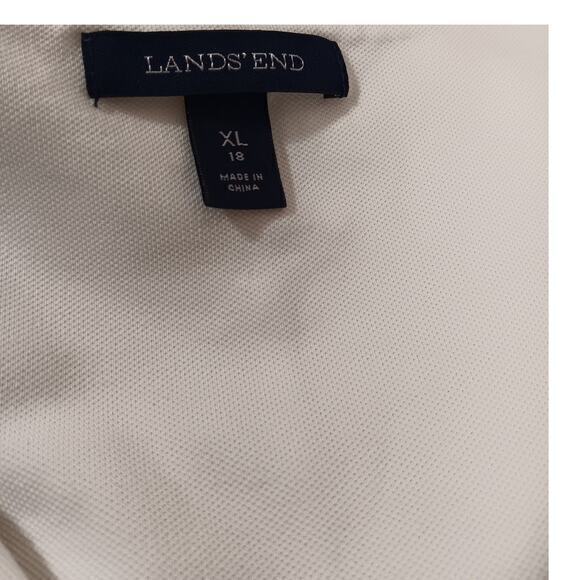 LANDS' END Dress Size LG Surplice Pleats Stretchy Knit Cream Black Striped Waist - Picture 5 of 7